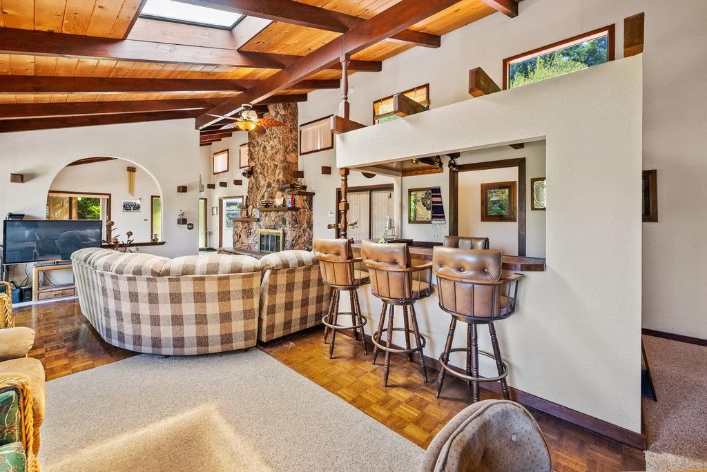 Fireplace, Interior, Living room, Stone Walls, Wooden Beams, Wooden Ceilings, Wood Texture Flooring