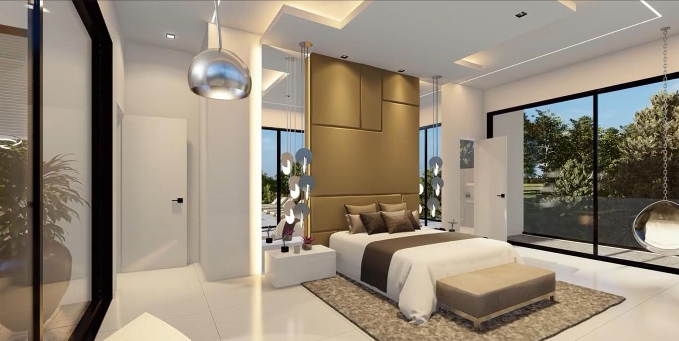 Bedroom, Interior, Pendant Lights, Recessed Lighting