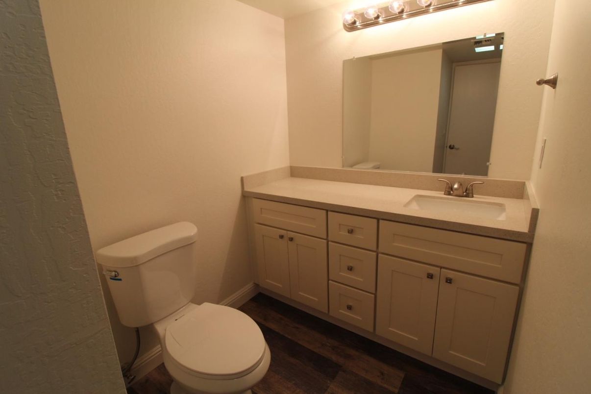 Bathroom, Dual Sink Vanities, Interior, Wood Texture Flooring
