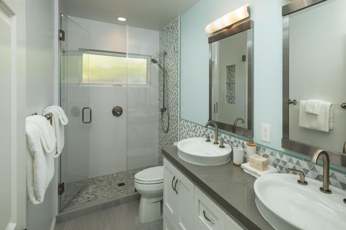 Bathroom, Glass Shower, Interior, Recessed Lighting