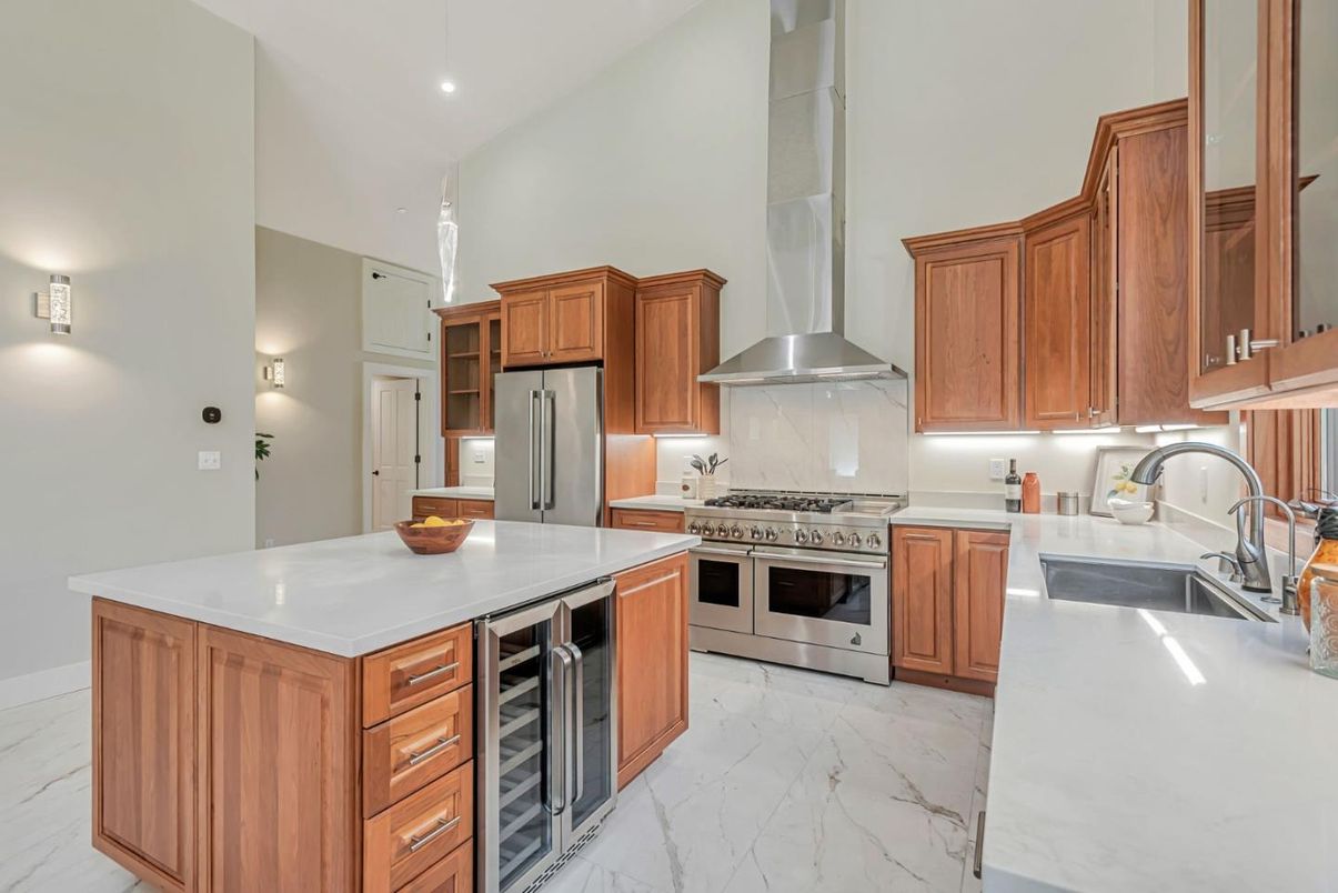 Interior, Kitchen, Marble, Recessed Lighting, Stainless Steel Appliances