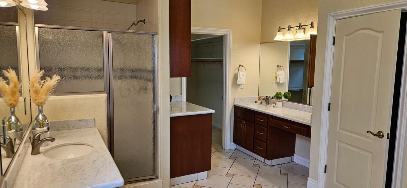 Bathroom, Dual Sink Vanities, Glass Shower, Interior