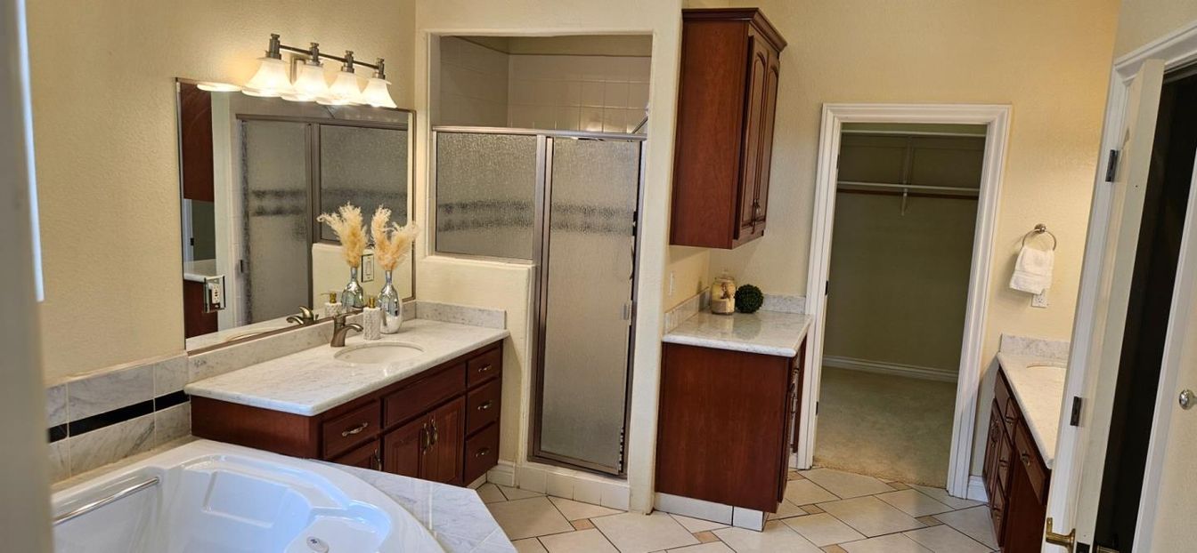 Bathroom, Dual Sink Vanities, Glass Shower, Interior
