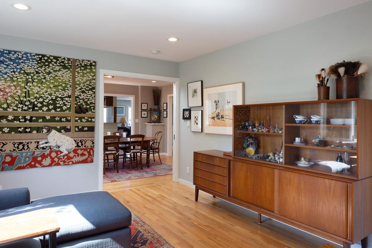 Dining room, Interior, Recessed Lighting, Wood Texture Flooring