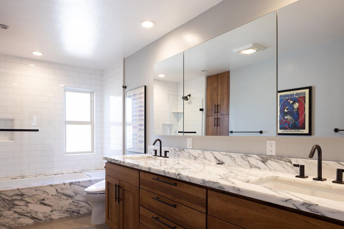 Bathroom, Dual Sink Vanities, Glass Shower, Interior, Recessed Lighting