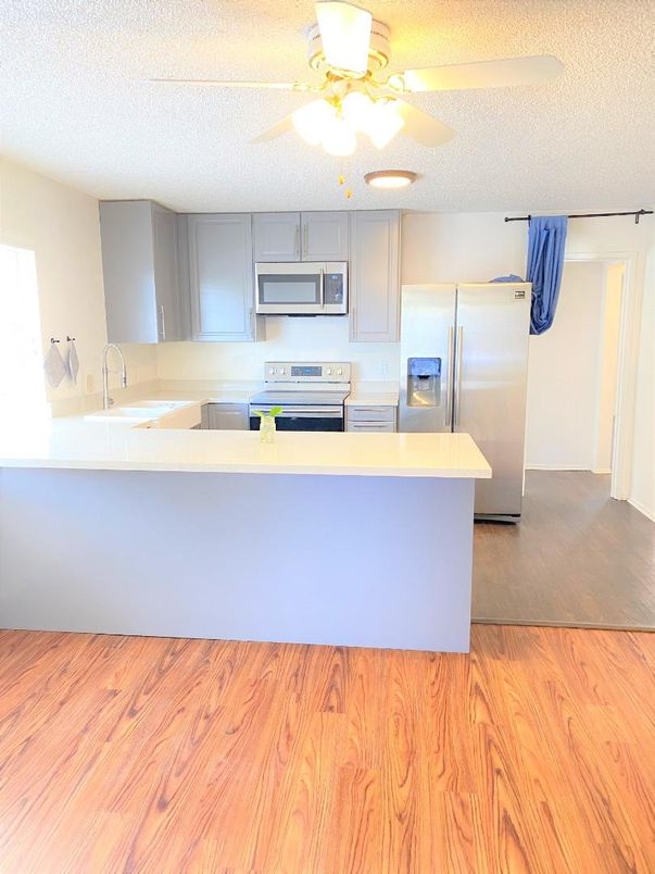 Interior, Kitchen, Stainless Steel Appliances, Wood Texture Flooring