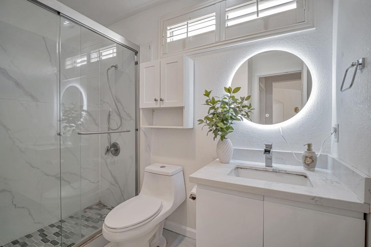 Bathroom, Glass Shower, Interior, Marble Walls