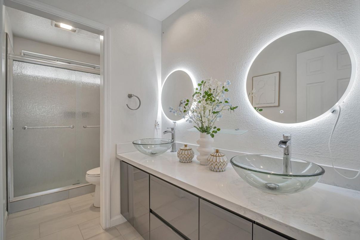 Bathroom, Dual Sink Vanities, Glass Shower, Interior