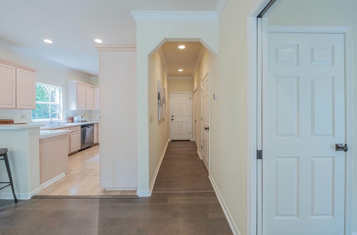 Interior, Kitchen, Recessed Lighting, Wood Texture Flooring