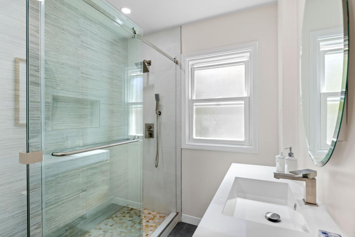 Bathroom, Glass Shower, Interior, Recessed Lighting