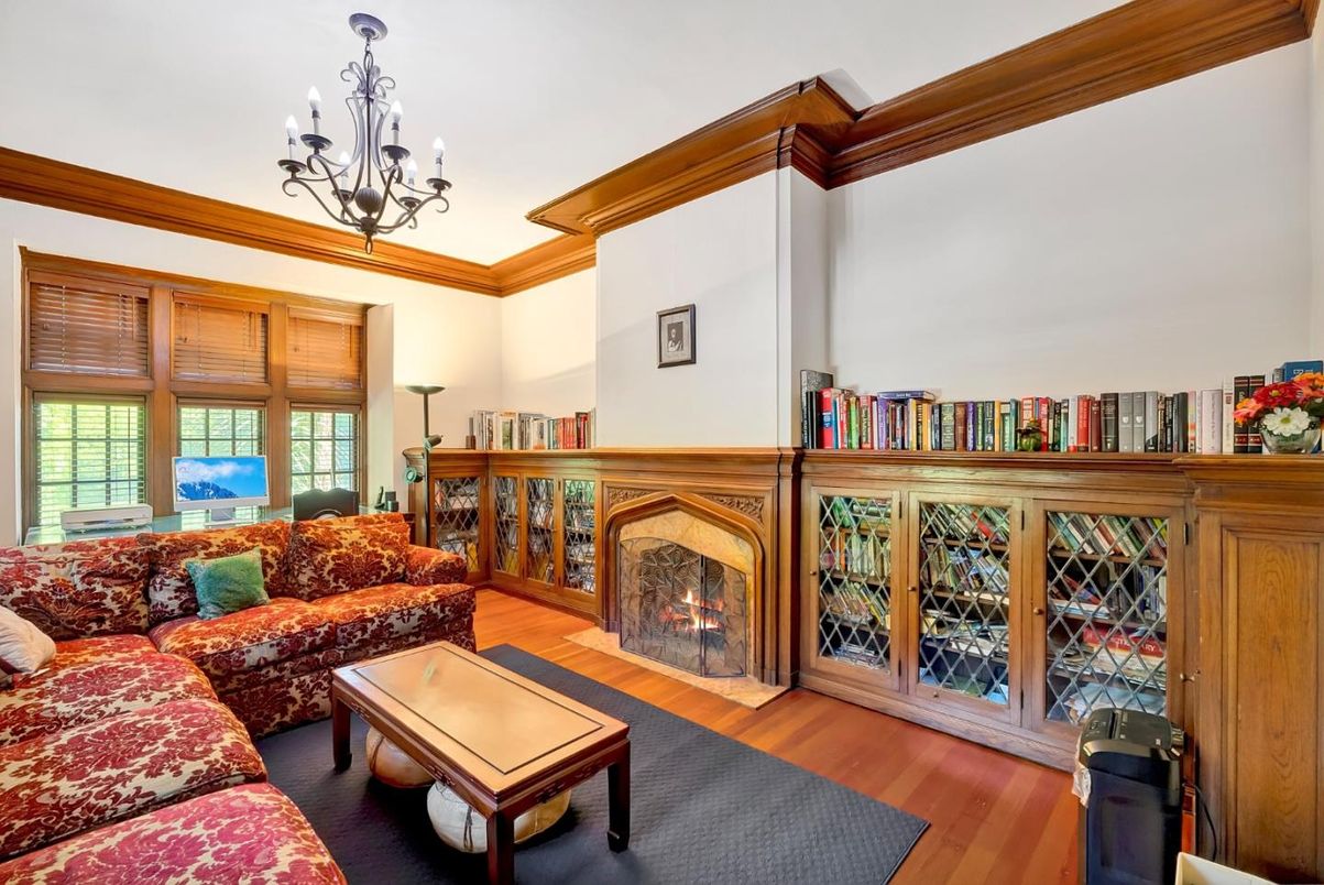 Chandelier, Fireplace, Interior, Living room, Wood Texture Flooring