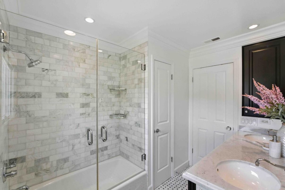 Bathroom, Dual Sink Vanities, Glass Shower, Interior, Recessed Lighting