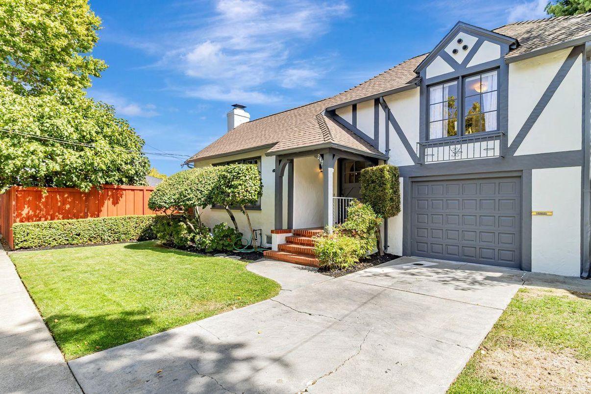 Attached, Backyard, Exterior, Facade, Tudor Revival