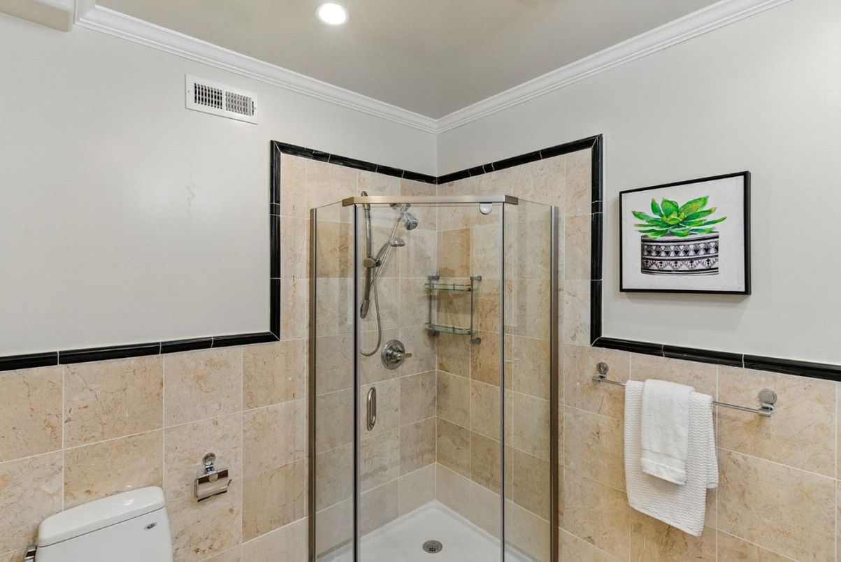 Bathroom, Glass Shower, Interior, Recessed Lighting
