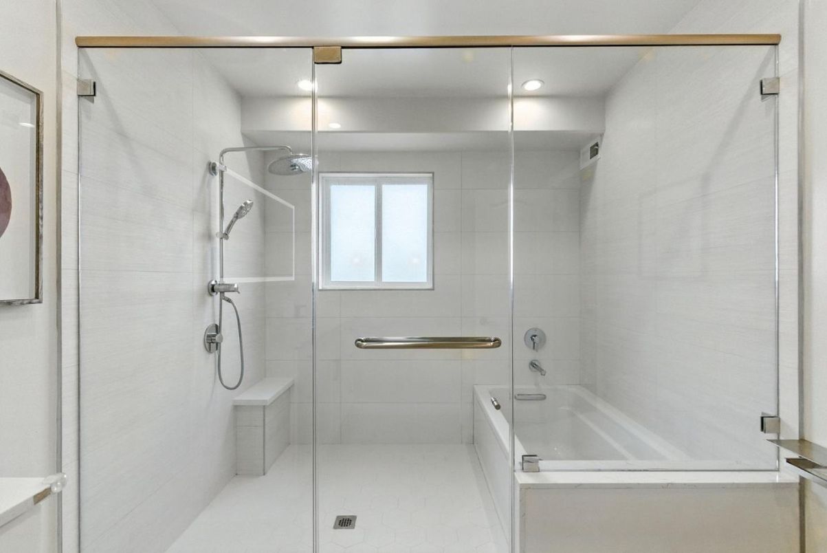 Bathroom, Glass Shower, Interior, Recessed Lighting