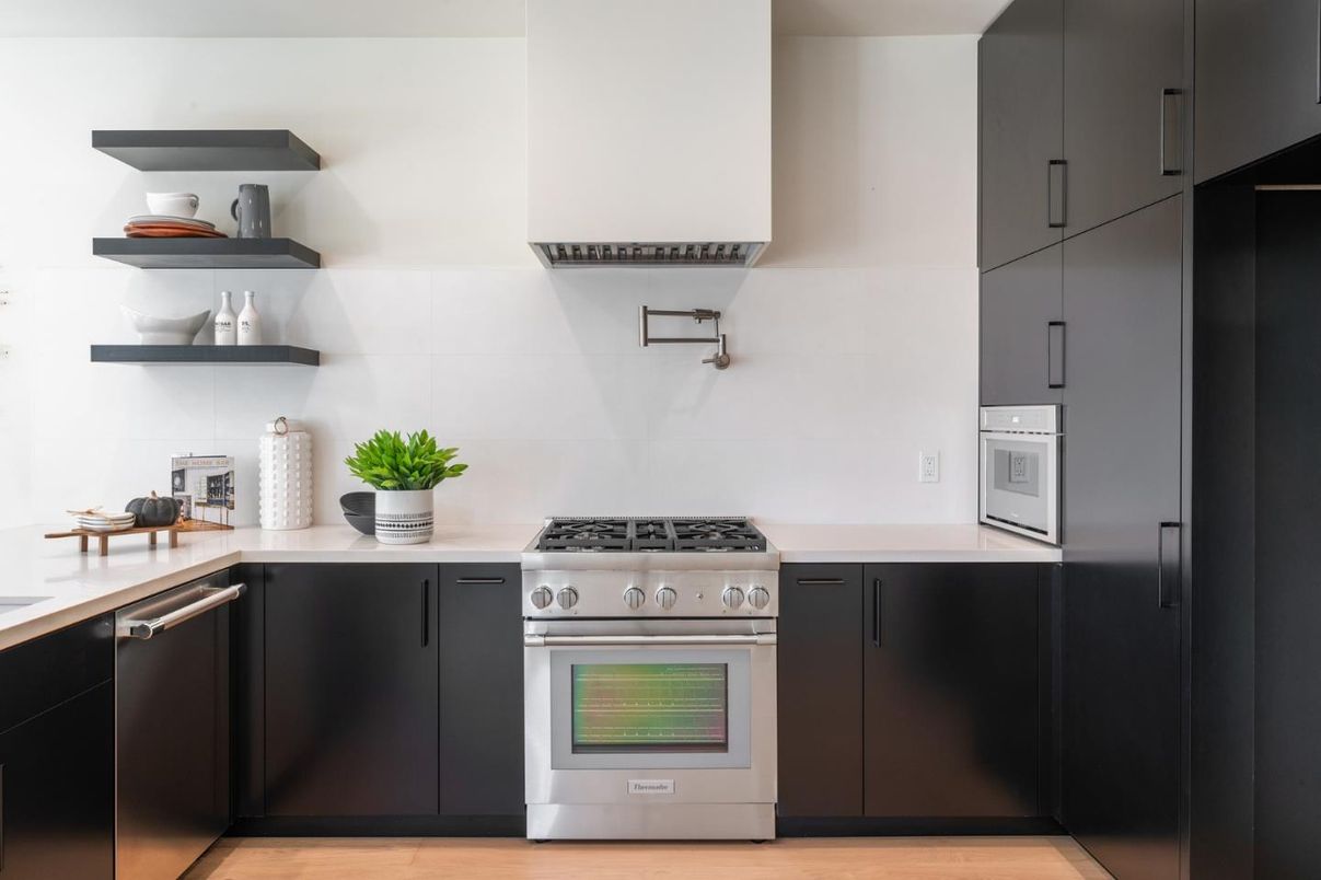 Interior, Kitchen, Stainless Steel Appliances, Wood Texture Flooring