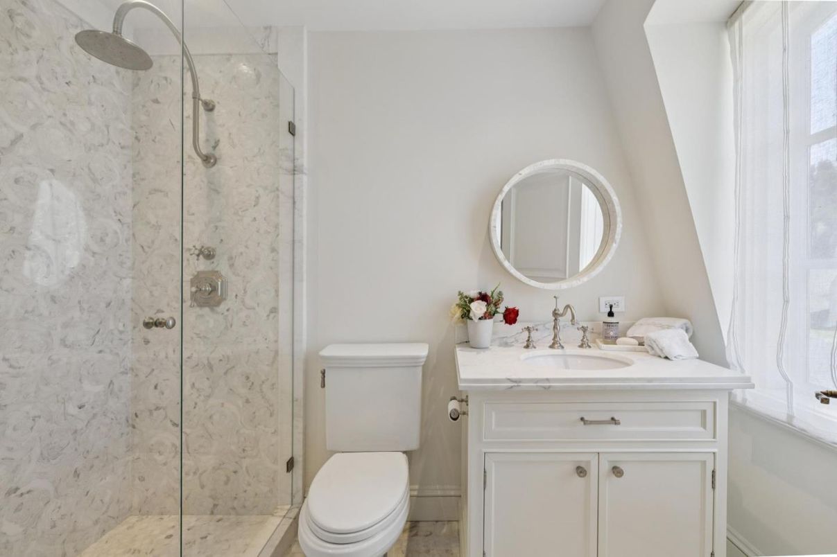 Bathroom, Glass Shower, Interior, Marble Walls