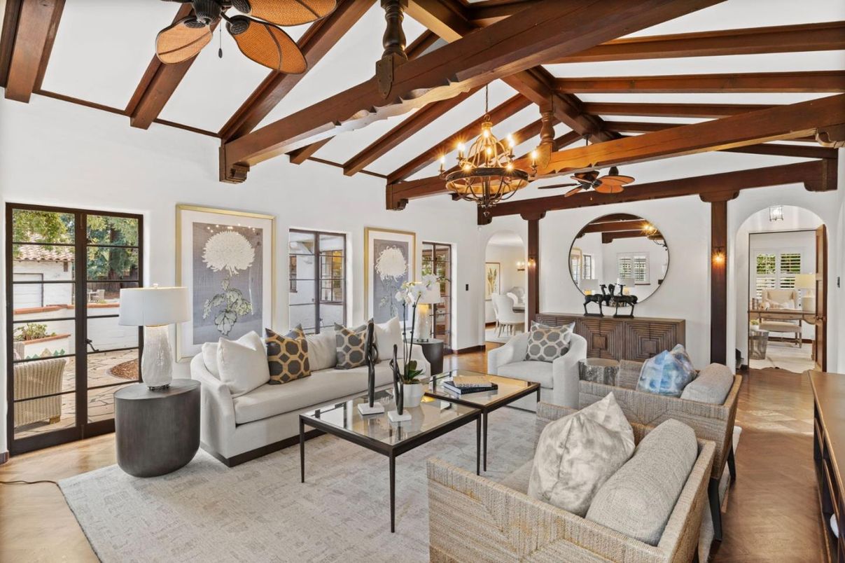 Chandelier, Interior, Living room, Wooden Beams