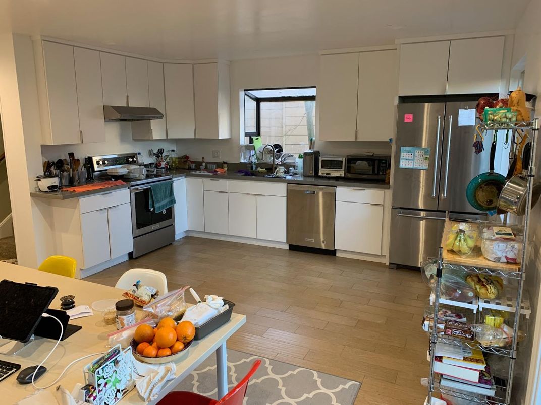 Interior, Kitchen, Stainless Steel Appliances, Wood Texture Flooring