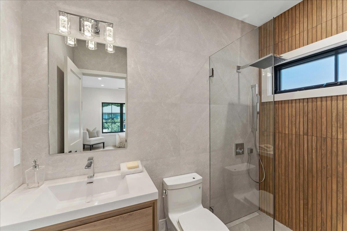 Bathroom, Glass Shower, Interior, Recessed Lighting