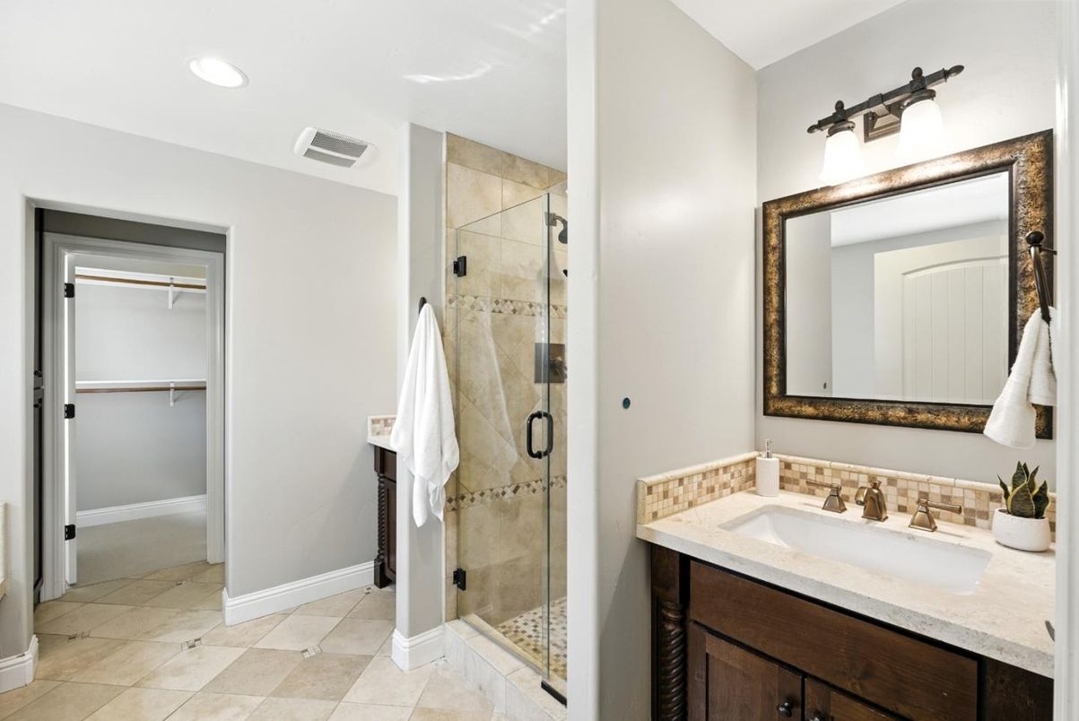 Bathroom, Glass Shower, Interior, Recessed Lighting