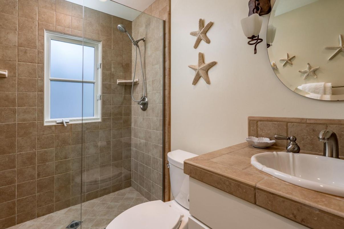 Bathroom, Glass Shower, Interior, Tile Countertops