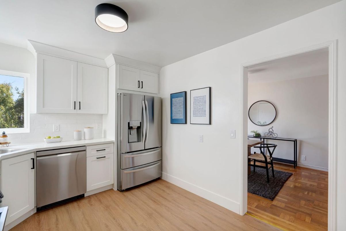 Interior, Kitchen, Stainless Steel Appliances, Wood Texture Flooring