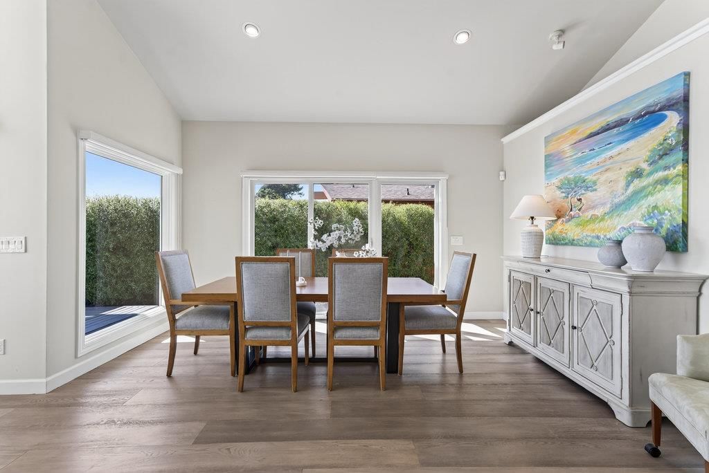 Dining room, Interior, Recessed Lighting, Wood Texture Flooring