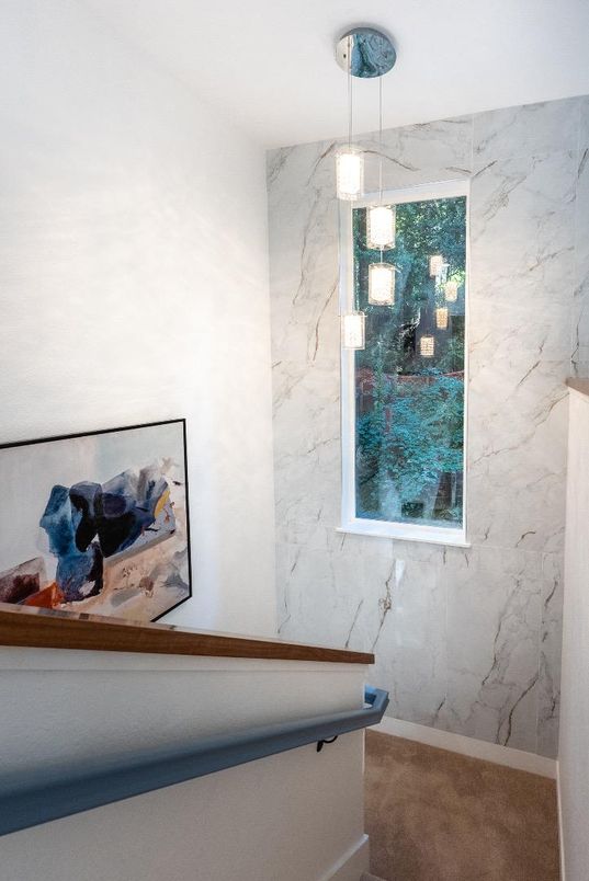 Interior, Marble Walls, Pendant Lights