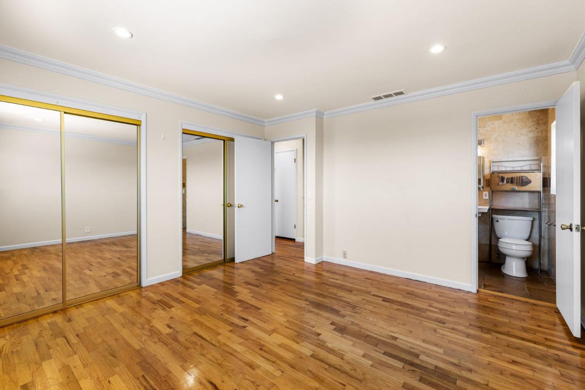 Bathroom, Empty room, Interior, Recessed Lighting, Wood Texture Flooring
