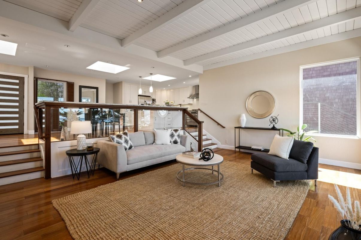 Interior, Kitchen, Living room, Pendant Lights, Recessed Lighting, Wood Texture Flooring