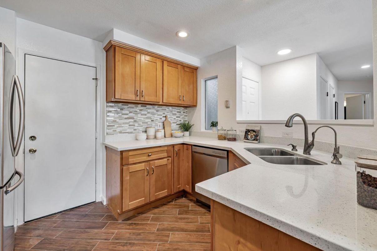 Interior, Kitchen, Recessed Lighting, Wood Texture Flooring