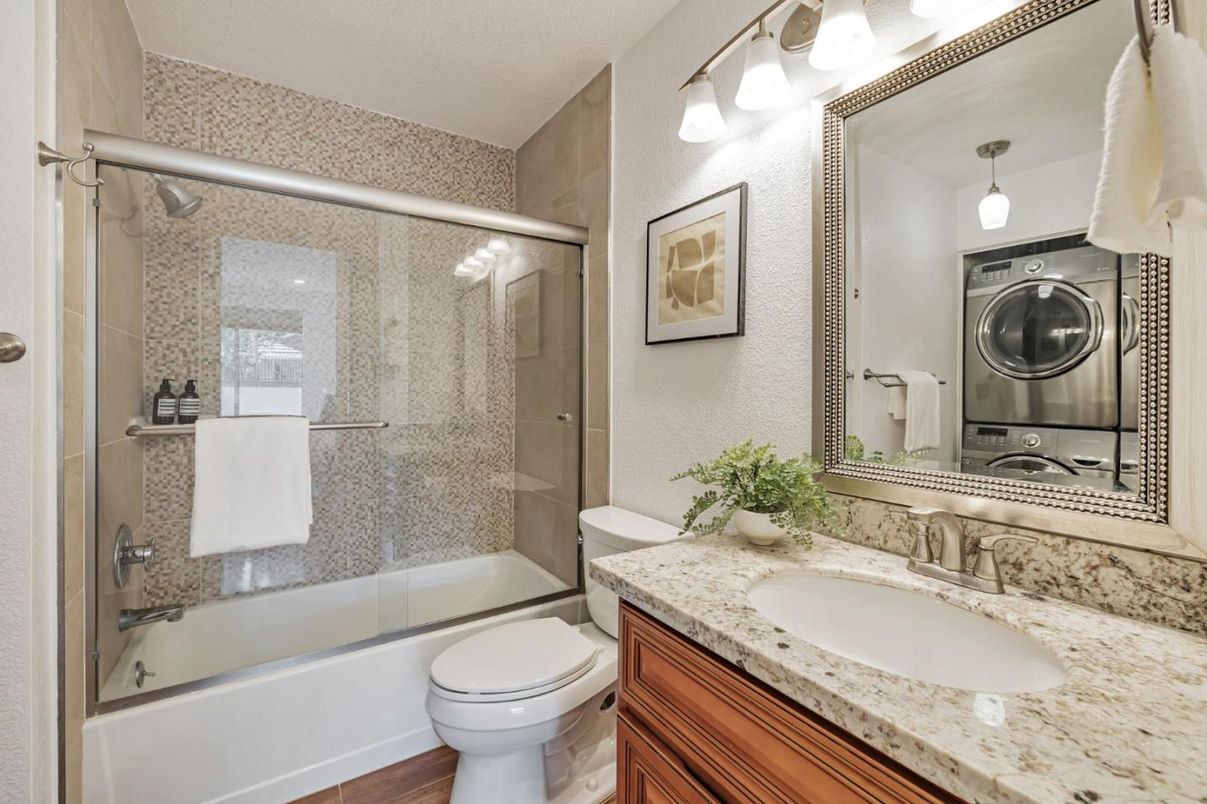Bathroom, Glass Shower, Interior, Wood Texture Flooring