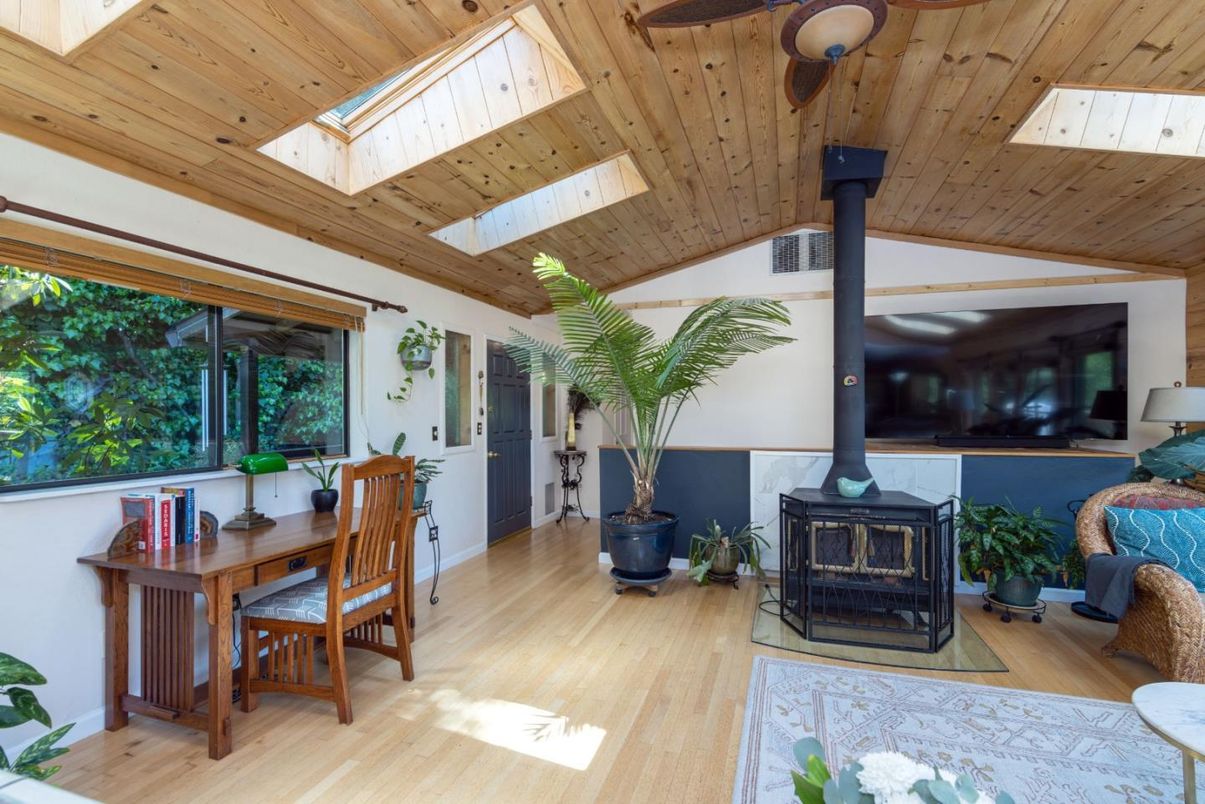 Dining room, Fireplace, Interior, Wooden Ceilings, Wood Texture Flooring