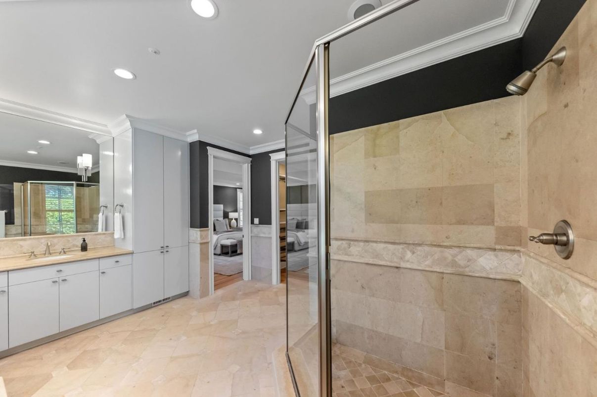 Bathroom, Glass Shower, Interior, Recessed Lighting