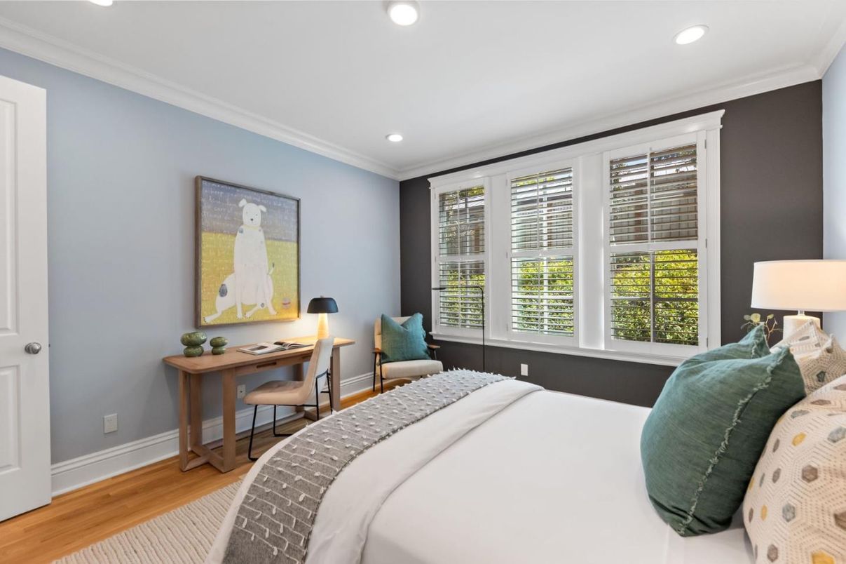Bedroom, Home Office, Interior, Recessed Lighting, Wood Texture Flooring