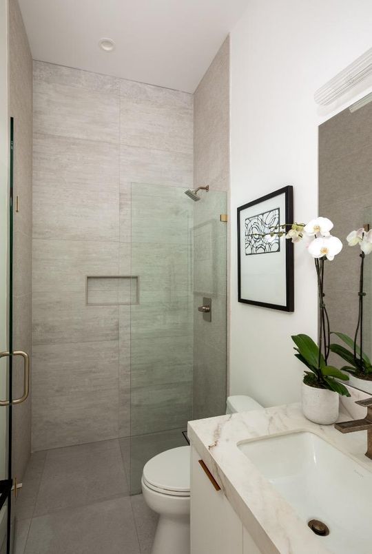Bathroom, Glass Shower, Interior, Recessed Lighting