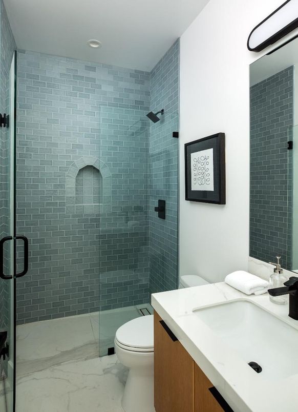 Bathroom, Glass Shower, Interior, Marble, Recessed Lighting