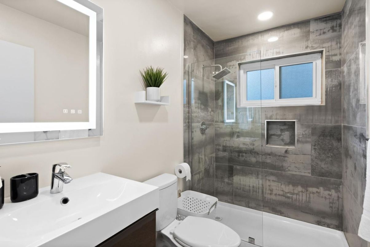 Bathroom, Glass Shower, Interior, Recessed Lighting