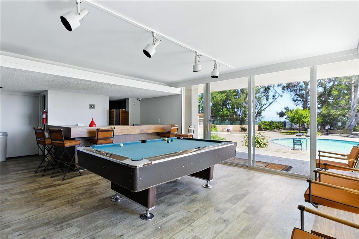 Billiard Table, Game Room, Interior, Wood Texture Flooring
