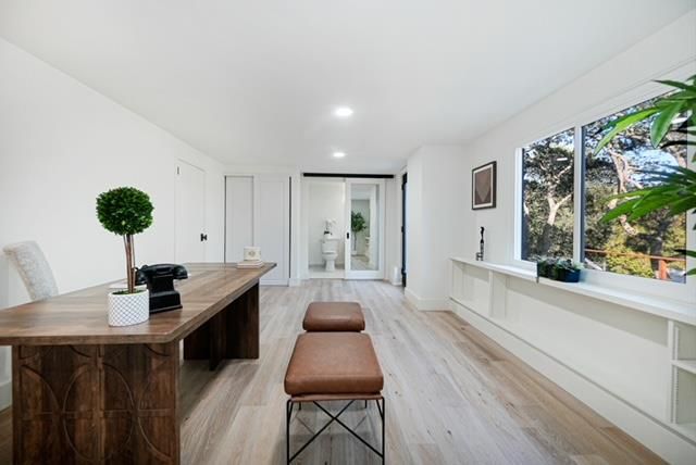 Home Office, Interior, Recessed Lighting, Wood Texture Flooring