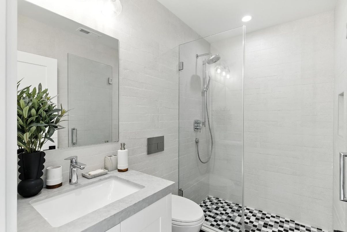 Bathroom, Glass Shower, Interior, Recessed Lighting