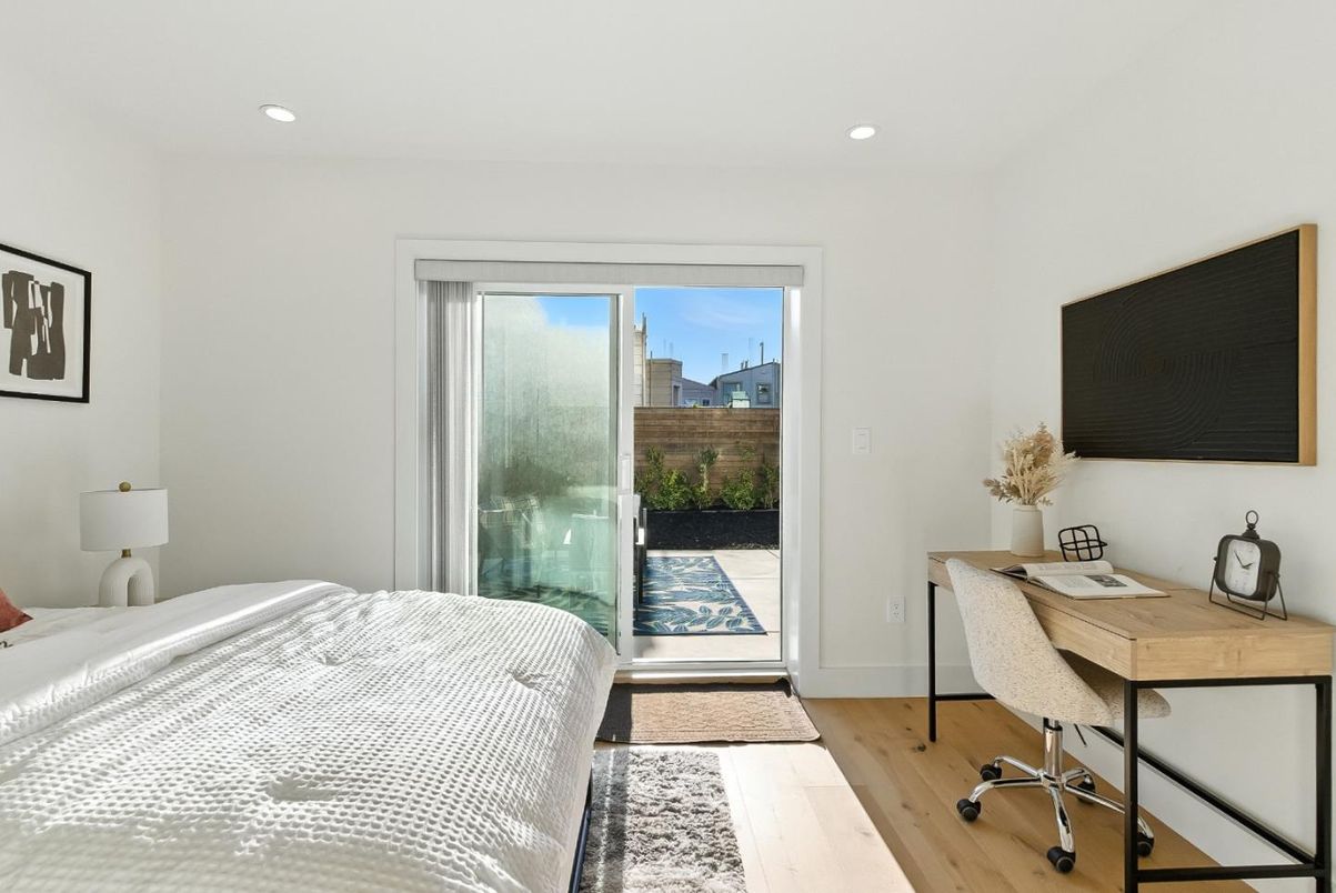 Bedroom, Home Office, Interior, Recessed Lighting, Wood Texture Flooring