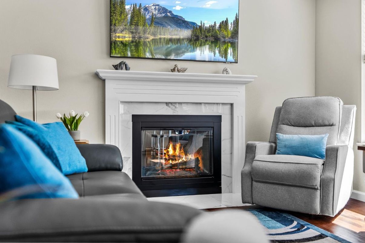 Fireplace, Interior, Living room, Wood Texture Flooring