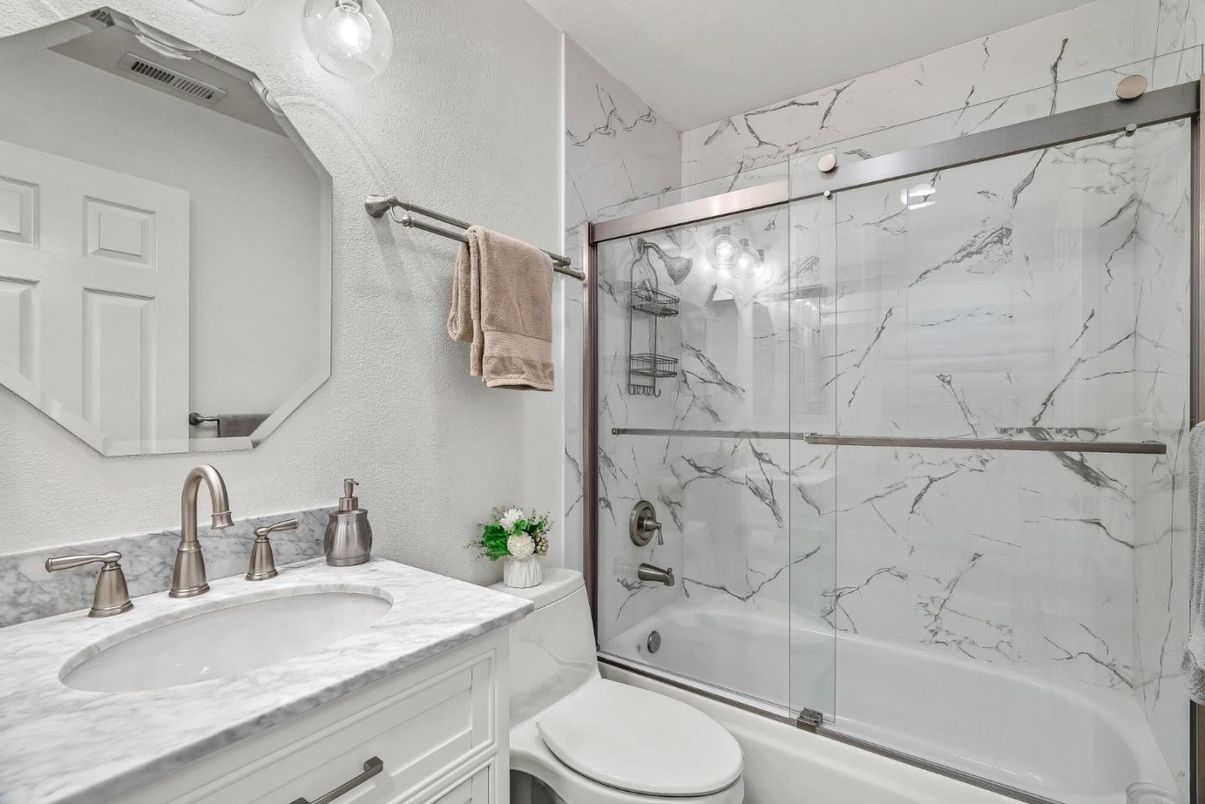 Bathroom, Glass Shower, Interior, Marble Walls