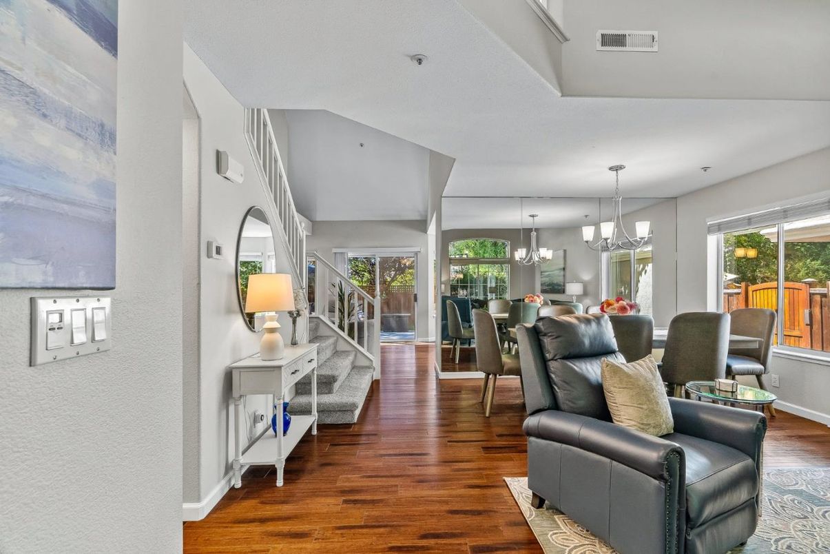 Chandelier, Dining room, Interior, Wood Texture Flooring