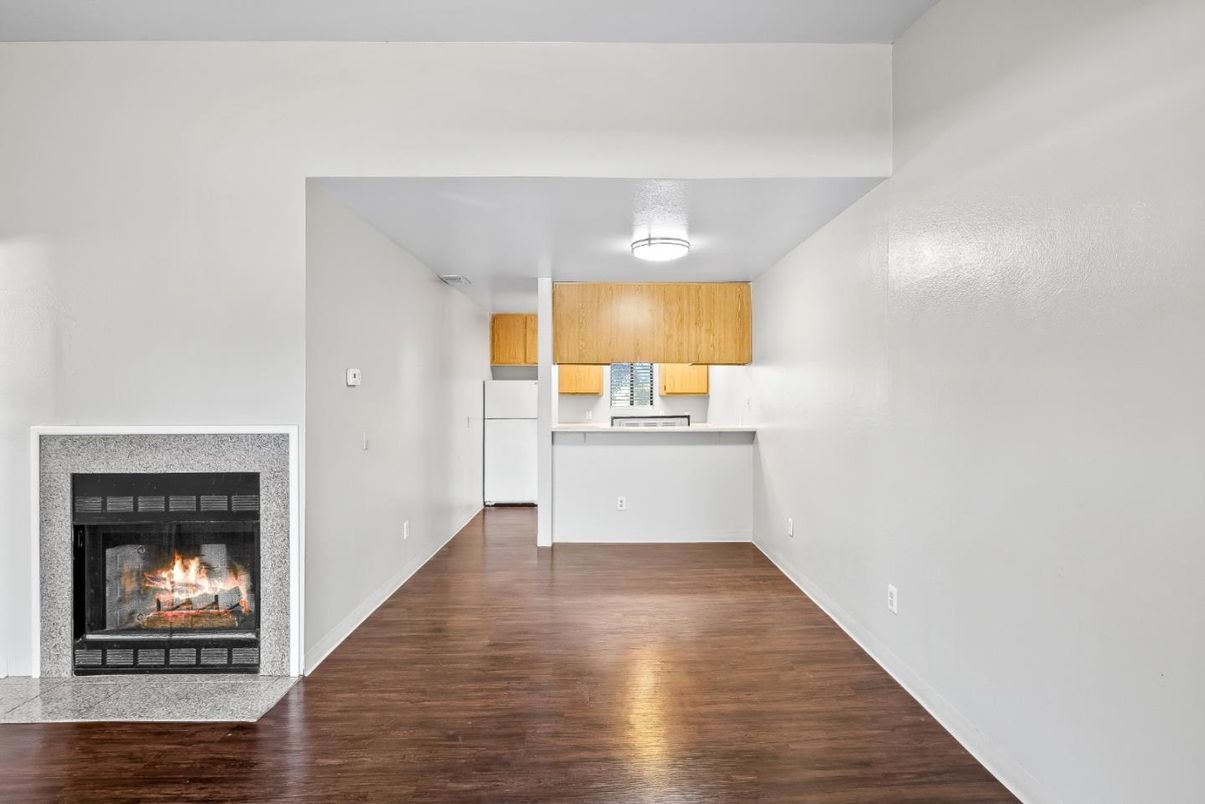 Fireplace, Interior, Kitchen, Wood Texture Flooring