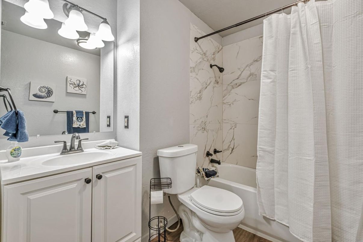Bathroom, Interior, Marble Walls, Wood Texture Flooring