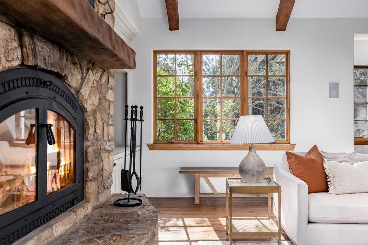 Fireplace, Interior, Wooden Beams, Wood Texture Flooring