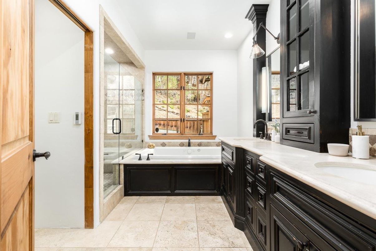 Bathroom, Dual Sink Vanities, Glass Shower, Interior, Recessed Lighting